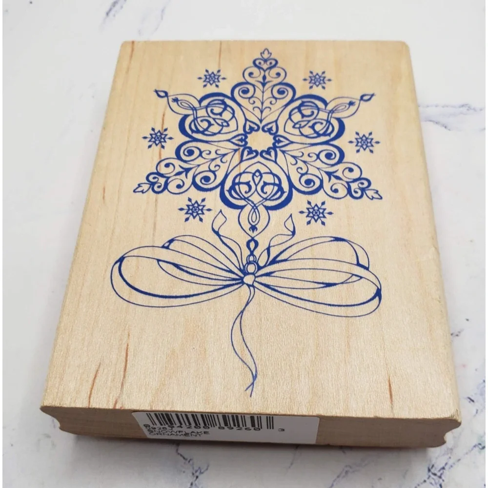 Ornamental Snowflake All Night Media Holiday Christmas Wood Mounted Rubber Stamp